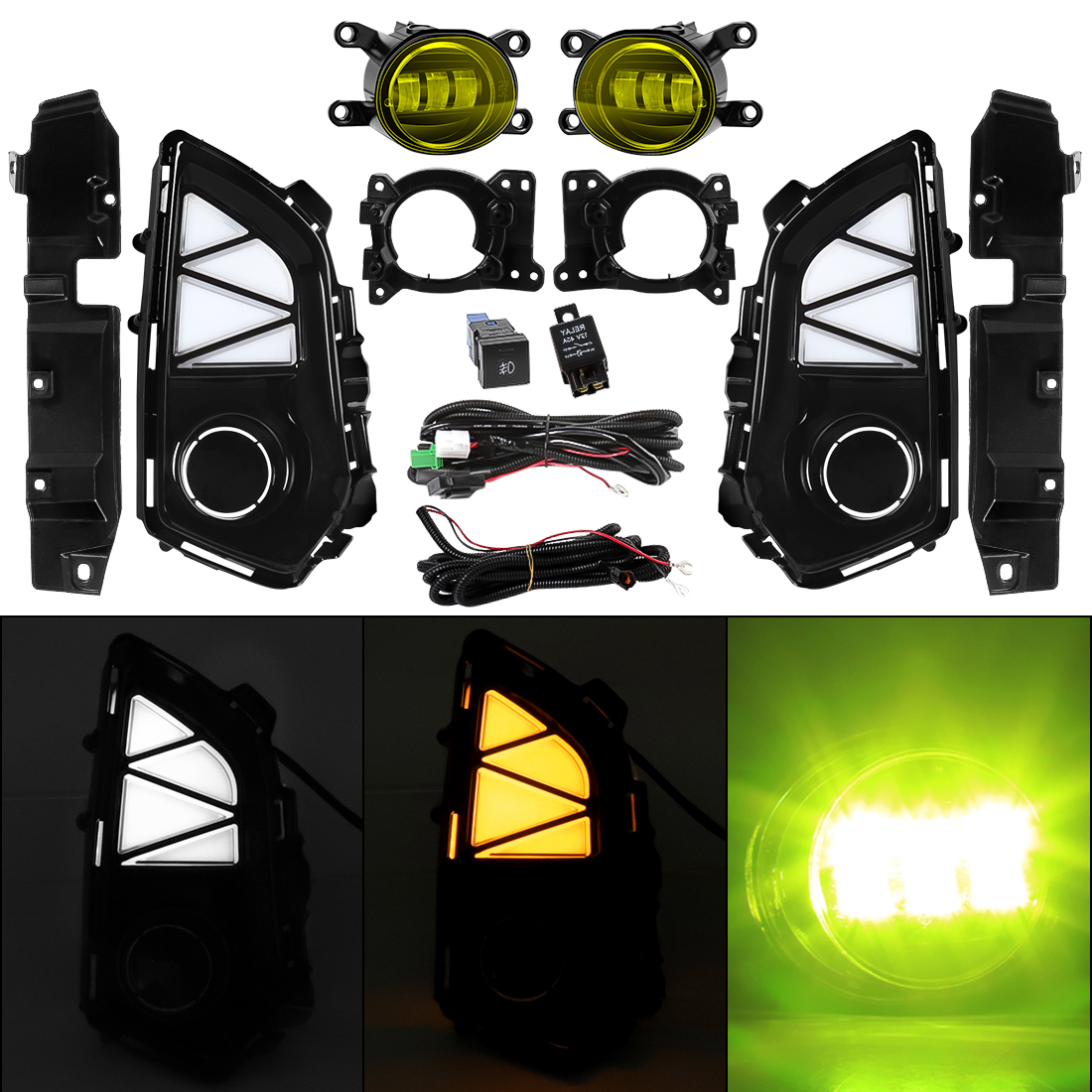 white cover with yellow light 3 lens