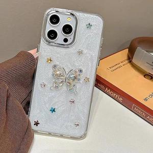 Funda para teléfono con diseño coreano de Instagram, con estrellas y mariposas de diamantes de imitación, para iPhone 17/16 Pro Max, para iPhone 15/13, aspecto premium - Product Image 2