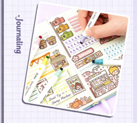 Stylo tampon double pointe japonais en gros, motif floral, marqueur pour enfants, stylo de coloriage pour carnet de notes