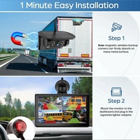 GreenYi 7in Sans Fil 2CH DVR IPS Monitor AI Blind Spot Detection avec Deux 9600mah Rechargeable Solaire Wifi Caméras Kit