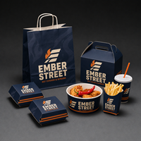 Emballage alimentaire personnalisé pour hamburgers, poulet frit, frites, boîte en papier à emporter, conteneur jetable, fabricant de marques privées