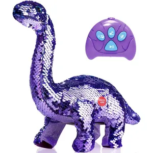 ของเล่นไดโนเสาร์บังคับมีเลื่อมเปลี่ยนสีได้,ของเล่นไดโนเสาร์ Dino แบบควบคุมด้วยรีโมตสามารถย้อนกลับได้เดินซ้ำมีเสียงคำรามร้องเพลงได้