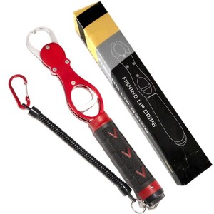 Contrôleur de poisson en alliage d'aluminium avec balance, outil de pêche en eau douce rouge avec corde de sécurité - Product Image 1