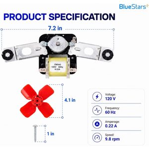 ชุดมอเตอร์พัดลมระเหยบลูสตาร์ส 482731 120V 50Hz 0.22A สำหรับตู้เย็นเวิร์ลพูล เคนมอร์ - Product Image 2