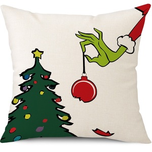 2023 decorazione natalizia <span class=keywords><strong>Grinch</strong></span> 100% fodera per cuscino in poliestere 45*45 federa per la vigilia di natale - Product Image 4