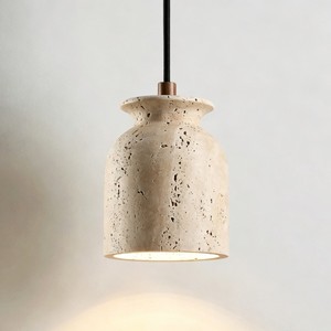 Luminaire suspendu en travertin jaune naturel, style rétro Wabi Sabi, pour chambre à coucher, maison d'hôtes, restaurant, entrée, couloir - Product Image 1