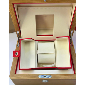 Boîte à montre de luxe en bois jaune à fente unique, ensemble complet d'emballage pour montre avec sac cadeau, carte et certificat, boîte personnalisable avec logo - Product Image 5