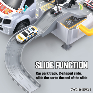 32 pièces Jouets de <span class=keywords><strong>garage</strong></span> et de stationnement pour voitures d'ambulance avec piste de course, lumières et sons pour enfants - Product Image 5