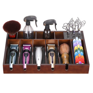 Gỗ Cổ Điển Chống-Trượt Cắt Tóc Clipper Khay Hiển Thị Thợ Làm Tóc Tổ Chức Tóc Chuyên Nghiệp Tông Đơ Chủ Trường Hợp Với 5 Khe Cắm - Product Image 1