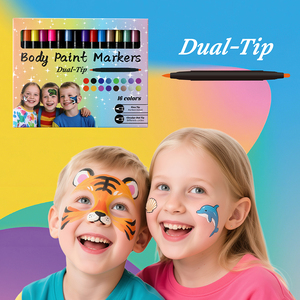 GP Dual-tip 16-color Washable <strong>Temporary</strong> <strong>Tattoo</strong> Paint Marker <strong>Pen</strong> Bright Colors Face Body Paint Kit for Children Safety Certified - Product Image 1