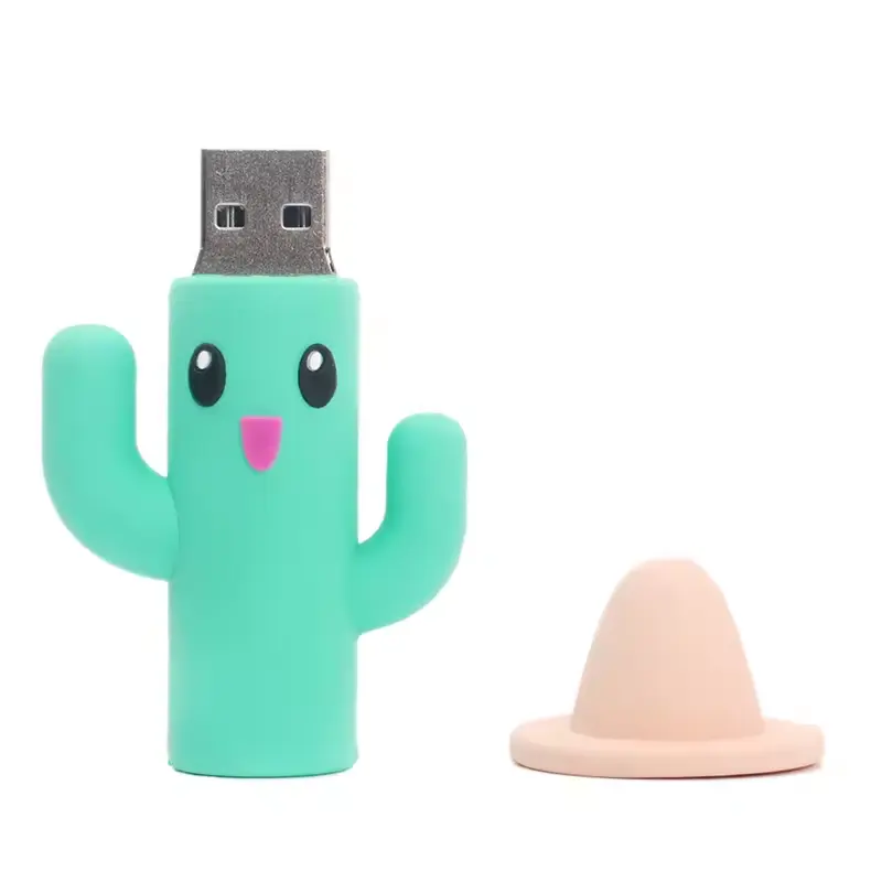 รายการแปลกใหม่ที่กําหนดเองกระบองเพชรการ์ตูน 3F พีวีซีแฟลชไดรฟ์ Usb จํานวนมากซิลิโคนราคาถูก Pendrive 1GB