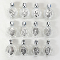 Bouteilles en verre gaufrées de 15 ml pour eau bénite, en métal plaqué or et argent, avec motifs chrétiens catholiques (Jésus, Vierge Marie, Michel, Benoît)