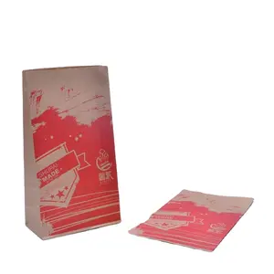 Recyclable Take Away Fast Food Paper Bag With Flat Bottom For Leisure Food