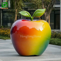 Sculpture de pomme en fibre de verre de grande taille, statue de fruit, décoration d'art de jardin extérieur en résine