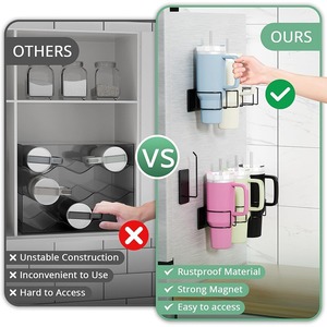 Soporte Magnético para Vaso Stanley, Soporte para Termo de Refrigerador, Acero al Carbono Duradero, Montaje en Pared sin Taladro, Fácil Acceso - Product Image 1