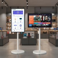 Téléviseur de projection portable 32 pouces LED 4K avec écran tactile IPS rotatif USB/WiFi, TV intelligente sur pied pour le travail, l'étude et l'entraînement