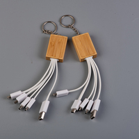 Nouveau Style bambou naturel 4 en 1 porte-clés Usb c à l'éclairage câble de charge Gadget USB promotionnel avec Logo personnalisé