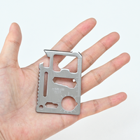 Couteau de carte de crédit multifonctionnel 11 en 1 Taille de portefeuille Carte multi-outils en acier inoxydable avec sac en cuir