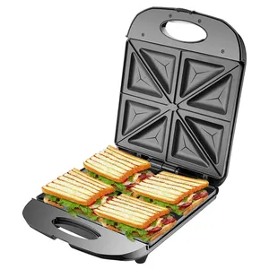 Anbolife Grote Maat 4 Slice Afneembare Sandwich Maker Ei Wafel Snack Maker Met Anti-aanbak Coating Plaat