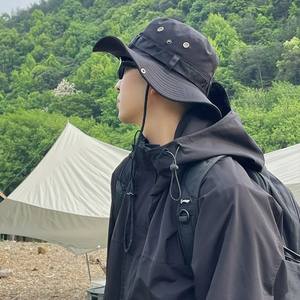 Sombrero de pescador de viaje al aire libre de verano con ala grande Sombrero de Sol de almacenamiento de tela de doble cara - Product Image 4