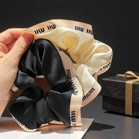 Chouchous en satin imprimés lettres de l'alphabet, style coréen, surdimensionnés, élastiques doux pour queue de cheval, accessoires de mariage de luxe