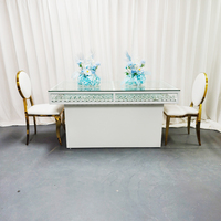 Elegante Mesa de Comedor de Acero Inoxidable para Hotel con Cristales, Mesa de Boda de Lujo en Metal, Ideal para Novios