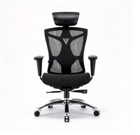 Chaise de bureau ergonomique à dossier haut en maille avec appui-tête réglable, support lombaire et base en aluminium pour espace de travail commercial