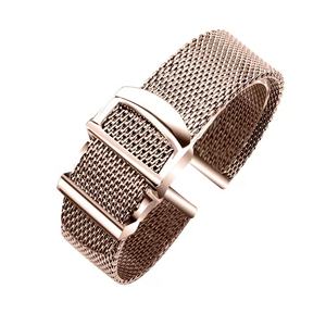 Correa de Reloj de Acero Inoxidable con Malla Milanesa de 20mm 22mm, Acabado Pulido y Cepillado, Color Oro Rosa, para Reloj <span class=keywords><strong>iwc</strong></span> <span class=keywords><strong>Pilot</strong></span> - Product Image 4