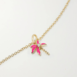 थोक फैशन कस्टम 925 स्टर्लिंग चांदी असली सोना मढ़वाया हथेली तामचीनी और हीरा पायल महिलाओं के लिए - Product Image 2