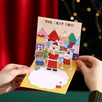 Nouvelle carte de vœux de Noël tridimensionnelle créative avec bénédictions et messages de vacances. Carte Père Noël avec enveloppe.