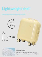Valise à roulettes légère et moderne unisexe de 18 pouces, coque rigide en ABS+PC, cadre en aluminium, fermeture éclair, roulettes pivotantes