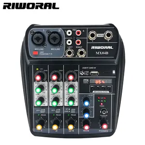 MX04 Konsol Pemutar Audio, Mixer Digital DJ Profesional Antarmuka Suara 4 Saluran untuk Rekaman Ruang Bernyanyi Karaoke