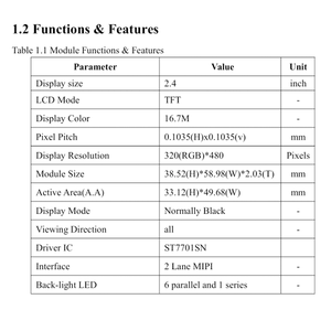 2.4 İnç 320x480 MIPI TFT LCD Ekran ST7701SN, POS Ödeme Terminalleri ve Erişim Kontrol İnterkomları için - Product Image 5