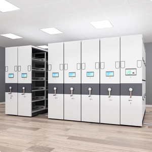 מערכת מדפים ניידת ידנית לארונות תיוק, מערכת מדפים קומפקטית ממשלתית, סדרת ארונות פלדה צפופים ניידים. - Product Image 3