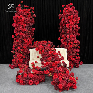 قوس ورد جوري صناعي حديث الطراز أحمر واقعي لديكور حفلات الزفاف والعودة إلى المدارس ورأس السنة الصينية بأسعار مخفضة - Product Image 1