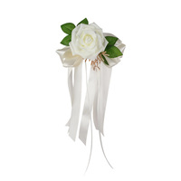 Décoration de rétroviseur de voiture de mariage, fleur, style européen et américain rétro, nœud, décoration de poignée de porte, fleur artificielle, mariage