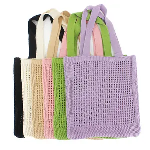 RU Korean version hook flower women's bag wool bag casual hollow out handbag single shoulder beach bag