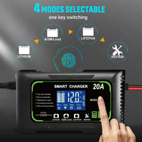 Chargeur de batterie intelligent SUYEEGO P20 20A 12V/24V pour voiture, moto, auto, réparation de batteries au plomb-acide, AGM, lithium, LiFePO4