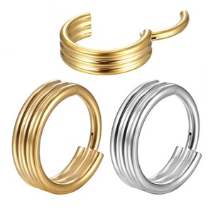 Anneau de nez sans soudure en acier inoxydable à trois couches, design géométrique, pour usage quotidien, bijoux de piercing tendance - Product Image 3