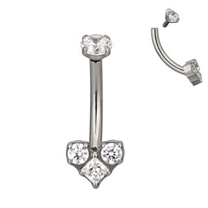 El más nuevo Titanium Curved Barbell 3 Marquise CZ Curved Barbell Eyebrow - Product Image 3