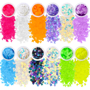 Paillettes irisées pour nail art, 12 couleurs, ensemble de paillettes scintillantes, maquillage des yeux, flocons de papillon, autocollants, décorations pour ongles - Product Image 1