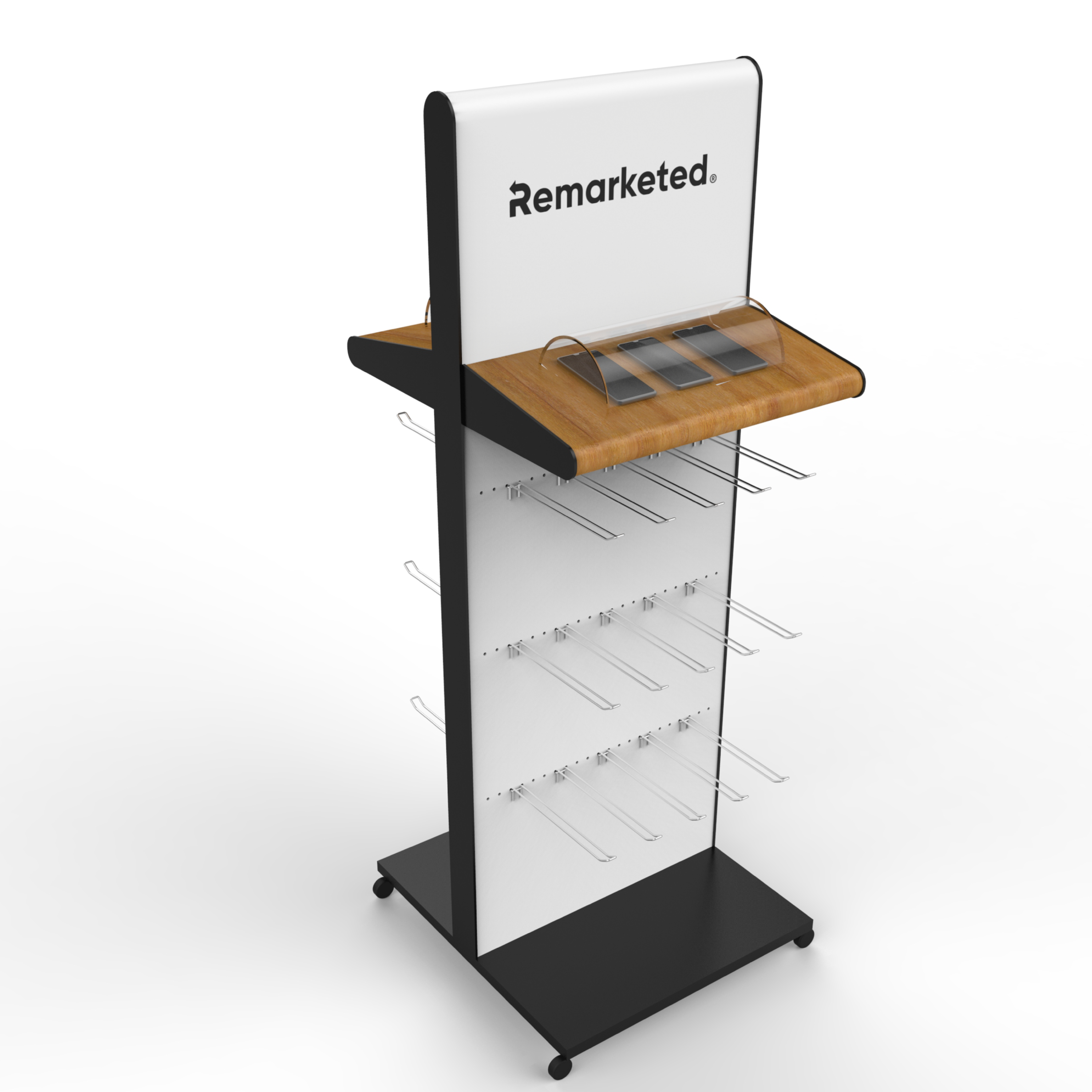 Apache Modern Customized Wooden Floor Standing Display Racks with Custom Logo Painted Surface Easy Assembly for Store Use — view 4