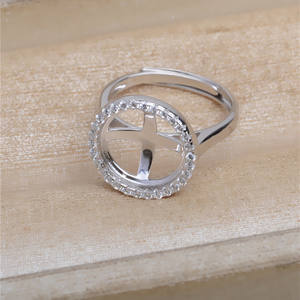 Anillo de Plata S925 con Círculo de Cristal, Anillo Abierto para Fabricación de Joyería DIY 5614 - Product Image 3