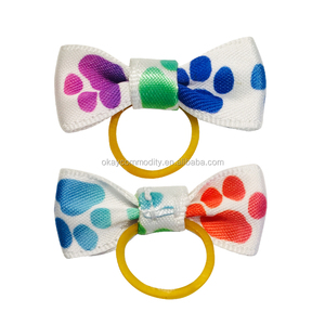 Không Được Vật Nuôi Chải Chuốt Tóc Bow 100% <span class=keywords><strong>Polyester</strong></span> <span class=keywords><strong>Satin</strong></span> Ruy Băng Rắn Phong Cách Mặt Duy Nhất Với Ban Nhạc Cao Su Cho Tóc Phụ Kiện - Product Image 2