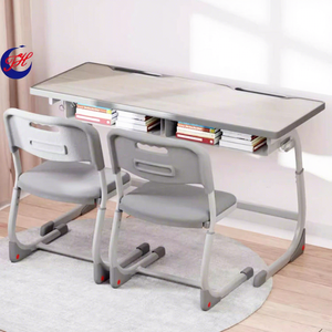 Ensemble de chaise et de bureau d'école en métal réglable avec plateau en bois, design moderne, durable, écologique, mobilier <span class=keywords><strong>scolaire</strong></span> personnalisable - Product Image 4