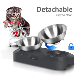 Stainless Steel Pet <b>Bowls</b> & Feeders Neck Care Design Double <b>Dog</b> Cat Water Food Elevated <b>Bowls</b> With Non-slip Base - Product Image 2