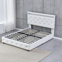 Lit avec plateforme de rangement en métal rembourré bon marché Grand espace de rangement Mobilier de chambre Cadre de lit avec tiroir