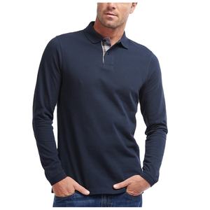 T-shirt polo à manches longues à la mode pour hommes, vêtements de golf en coton décontractés d'été, vêtements de sport à séchage rapide avec motif solide et énervé - Product Image 1