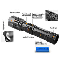 Lampe de poche rechargeable Micro USB étanche haute puissance Super Bright Linternas Tactical 1000 Lumens 26650