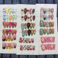 Faux ongles carrés faits à la main, réutilisables, motifs assortis aléatoires